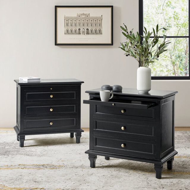 Dominic Country 72cm W 3 - Drawer Bedside Table