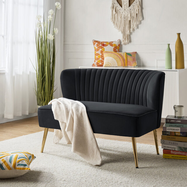 Monica 119cm W Modern 2 Seater Velvet Sofa