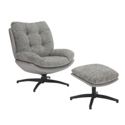 Cedrie Upholstered Swivel Accent Chair with Footstool