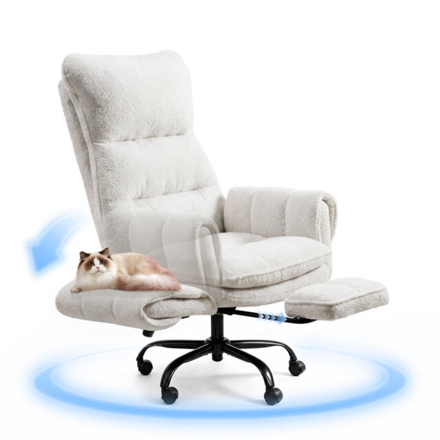 Big and Tall Office Chair, Flip Armrests for Pets & Cross Legged Sitting, Executive Ergonomic Computer Gaming Chair with Foot Rest