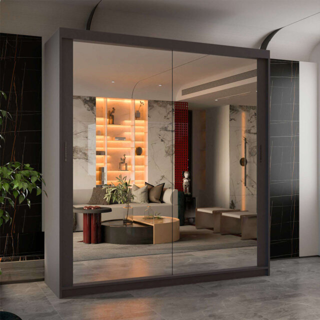 Isabella Sliding Wardrobe with Double Mirrors – 6 Colors & Sizes