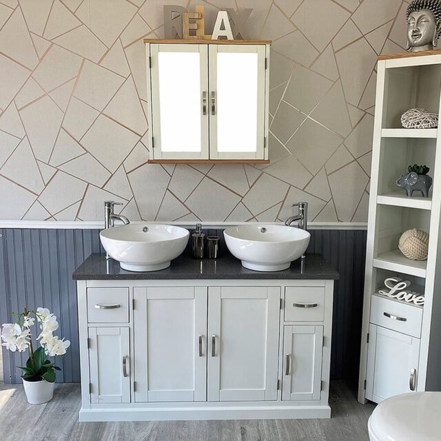 Busse 1230mm Double Bathroom Vanity with Vessel Stone Basin