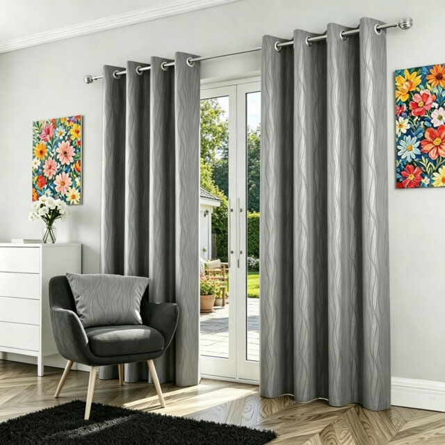 Summer Cooling Thermal Blockout Eyelet Curtains, Full Sun Block Heat Insulated Noise Reducing Energy Efficient Drapes for Lounge & Bedroom, Crream, W1