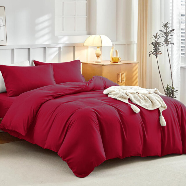 Super Soft Microfibre Reversible Plain Duvet Cover Set