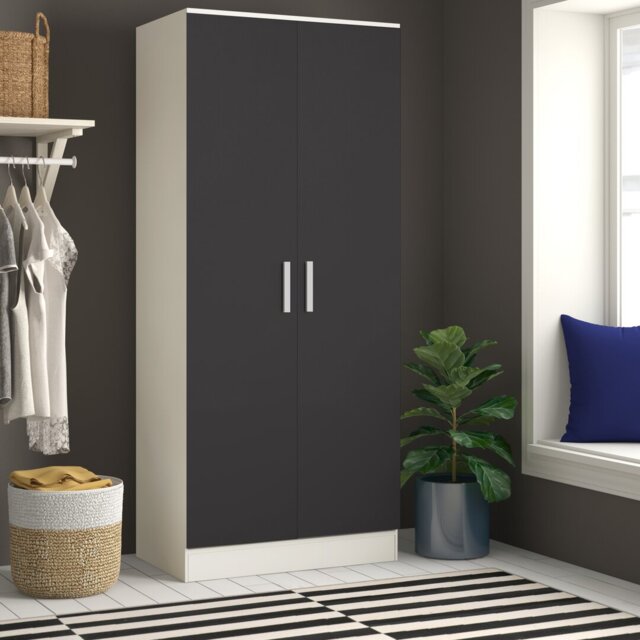 Eva High Gloss 2 Door Plain Wardrobe - H: 180cm x D: 47cm x W: 76cm