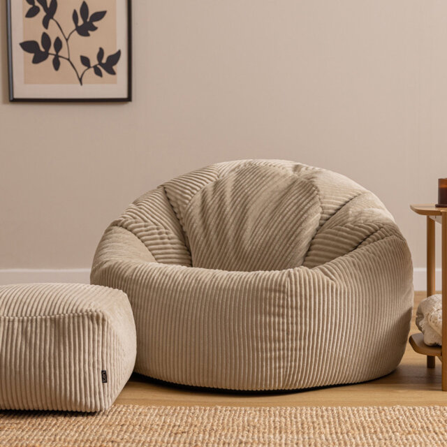Kingston Corduroy XL Classic Bean Bag and Footstool