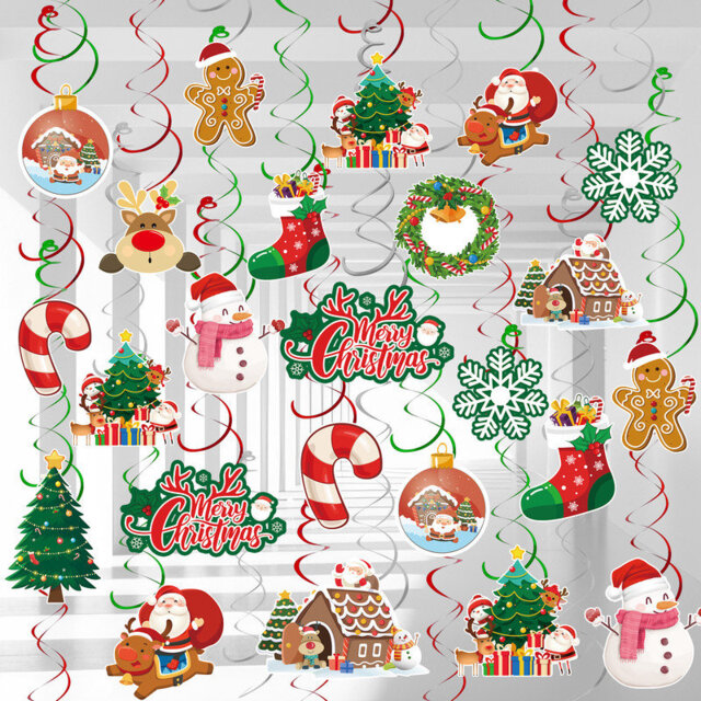 Christmas Hanging Swirl Decoration Kit - Christmas Party Supplies