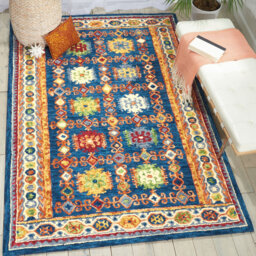 Beahm Handmade Tufted Wool Navy/Gold Rug