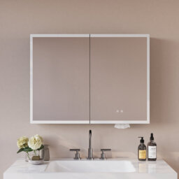 DeerValley LED Bathroom Mirror Cabinet, Wall-Mounted Medicine Cabinet with Anti-Fog, Touch Control, Built-in Socket, Adjustable Interior Shelf, 800x60
