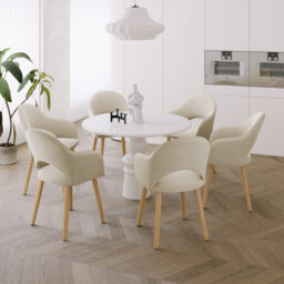 49.5cm H Modern Solid Wood Legs Upholstered Dining Chair with Arm