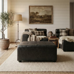 92cm Wide Genuine Leather Standard Ottoman