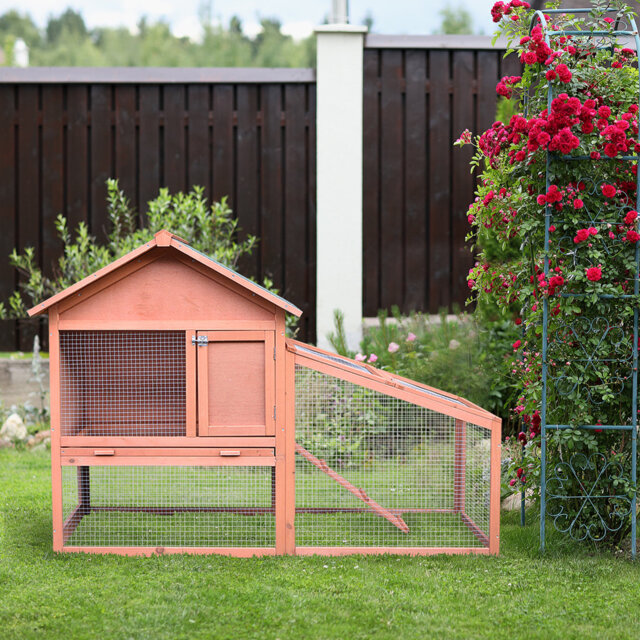 Rabbit Hutch 2 Tier Bunny House with Asphalt Roof Ramp tray Green