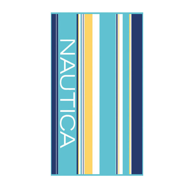 Nautica Home Aqua 100% Turkish Cotton Beach Towel, 90cm x 180cm, Blue Multi