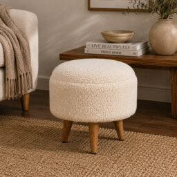 Feurstein 45cm Wide Round No Pattern Footstool Ottoman