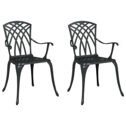 Garden Chair 2 Pcs Green 55 X 56.5 X 91Cm Aluminium