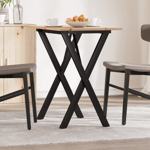 vidaXL Dining Table X-Frame Solid Wood Pine and Steel