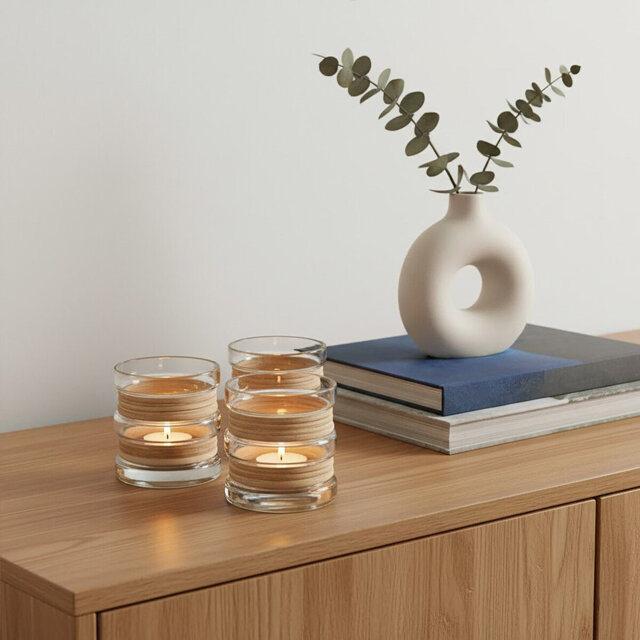 3 Piece Glass Tabletop Tealight Holder Set
