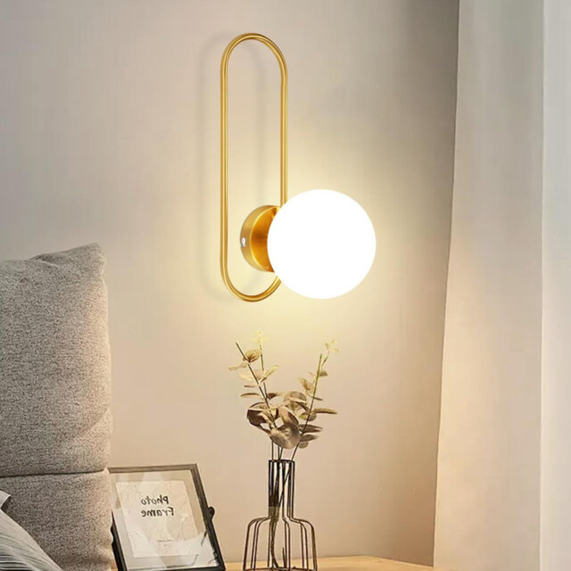Wall light indoor wall lamp hallway - glass bedroom wall lighting gold modern hallway lamp wall lamps E14 glass ball retro lighting for staircase bed