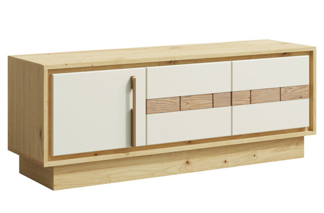 Contemporary TV Cabinet H49 x W130 x D37cm - Cable Management and Ample Storage