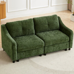 Modern Chenille 2 Seater Sofa With Tufted Backrest For Living Room