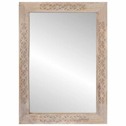 Bathroom Mirror with Mirror Glass and Solid Mango wood Rectangular for