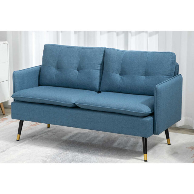 Tobergill 2 Seater Linen Look Tufted Sofa
