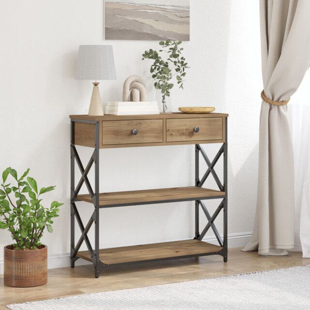 Console Table 100X28x75 Cm Engineered Wood & Steel