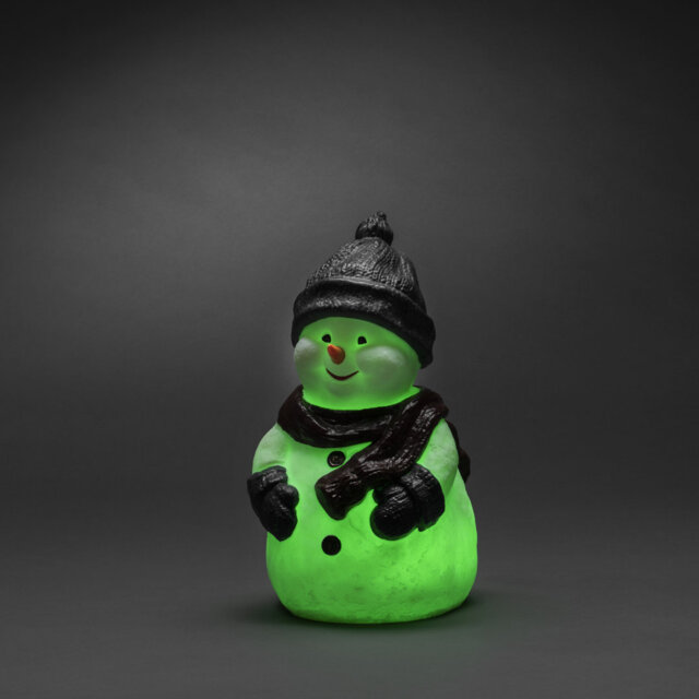Festive Plastic Snowman with RGB-LED Colour Changing Lights - Outdoor Decoration