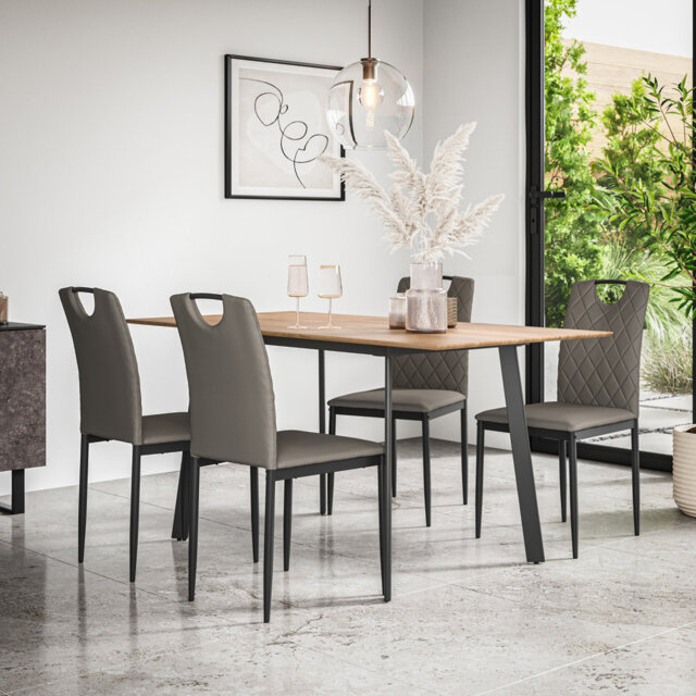 Haydon Extending Dining Table + Chairs- Table Top w Legs + Monza Faux Leather Dining Chair Set Of 4