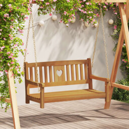 Garden Swing Bench Natural Solid Acacia Wood Outdoor Furniture Rustic