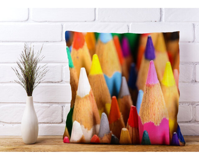 Mcwethy Colouring Pencils Scatter Cushion with Filling