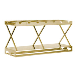 Bladwell 7 Bottle Wall Mounted Wine Bottle & Glass Rack in Gold