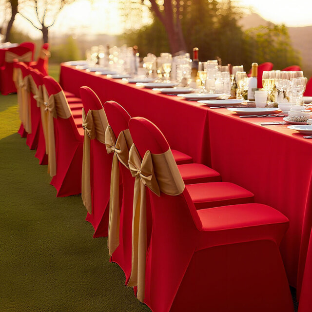 Red Chair Covers, Polyester Spandex Chair Cover, Stretch Slipcovers for Wedding Party Dining Banquet Flat-Front Chair Covers, Fits Chair Measures up t