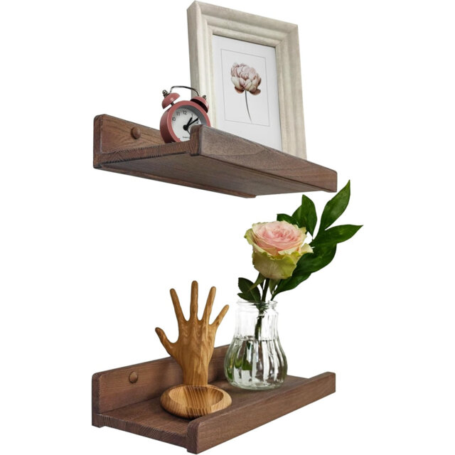 Floating Shelves For Wall 40Cm, Photo & Picture Ledge, Black Modern Wall Storage Shelves With Lip, Kids Book Shelf, Shelves For Bedroom, Living Room,
