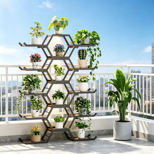 5 Tiered 15 Pots Plant Stand Indoor with Grow Lights