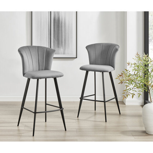 Juni Elegant Breakfast Bar Stool in Deco Style & Luxury Velvet