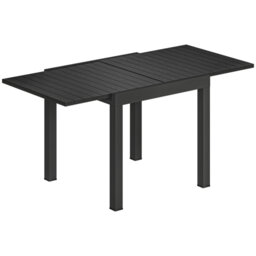 Extendable Aluminium Outdoor Dining Table with Slatted Top for Patio Garden, Black