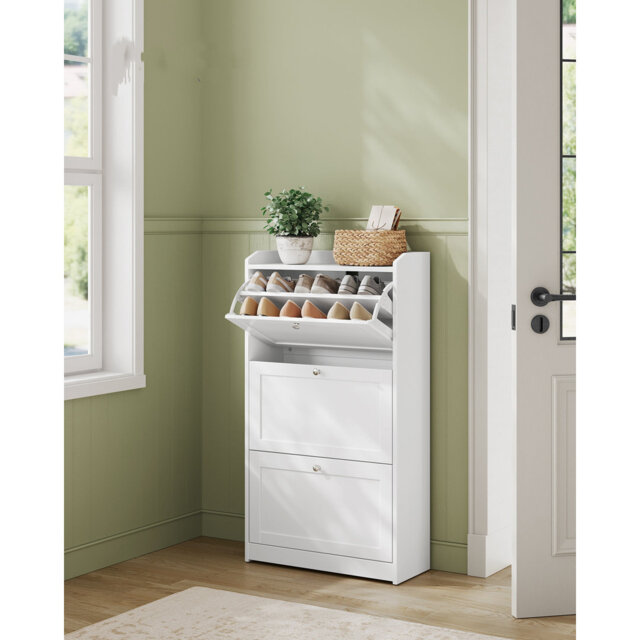Shoe Cabinet With 3 Flip Drawers, Shoe Storage Cabinet, Adjustable And Removable Dividers, Holds Up To 18 Pairs Of Shoes, Hallway, 24 X 60 X 108 Cm, C