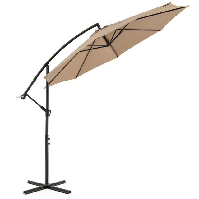 3M Garden Cantilever Parasol Offset Banana Hanging Umbrella-Coffee