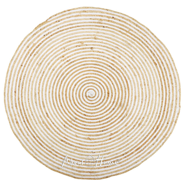 Round Striped Hand Woven Indoor / Outdoor Area Rug