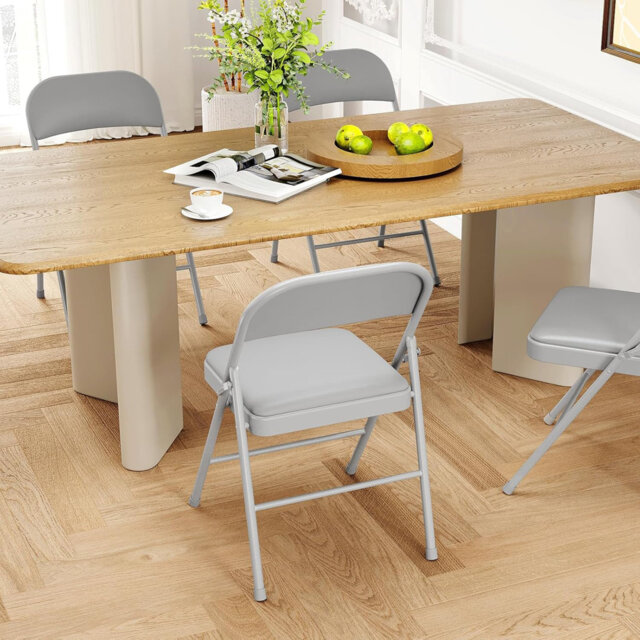 Set of 8 Metal Folding Dining Chairs, Portable Commercial Event Seats with Padded Seat & High Back, Stackable Space-Saving for Indoor & Outdoor Use