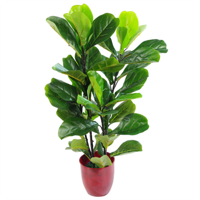 Artificial Plant Fiddle Fig Tree Green Realistic Faux Plants Leaf 3ft 90cm