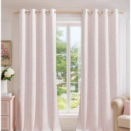 2Pcs 72in Floral Jacquard Blackout Eyelet Curtains, Thermal Room Darkening Drapes