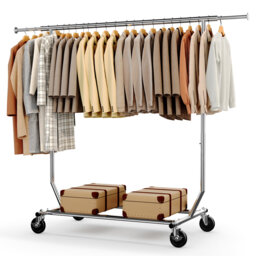 Heavy Duty Clothes Rail 136kg (300lbs) Capacity, Extendable Hanging Rack with Lockable Wheels