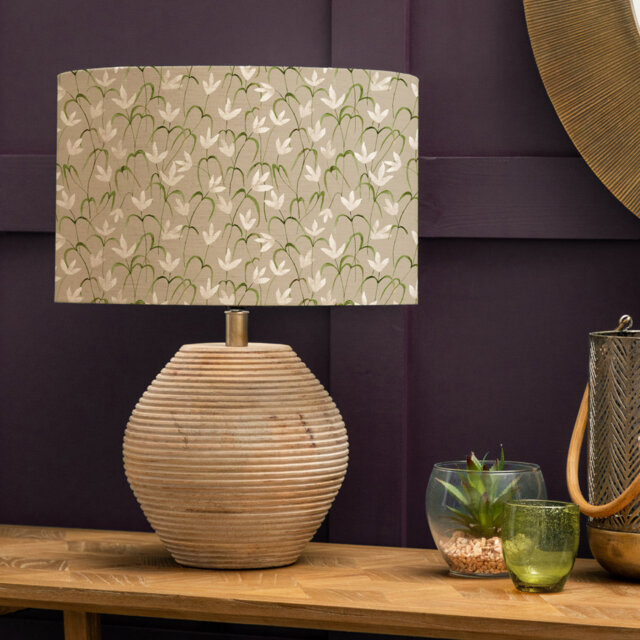 Cerys White Table Lamp & Fresia Eva Grey Shade