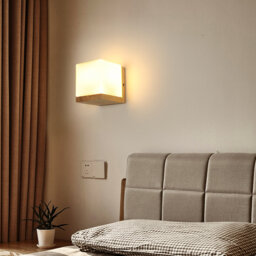 Minimalist Solid 14cm Wood Glass Wall Light