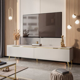 Anthone TV Stand 180 cm, Cashmere with Gold Legs