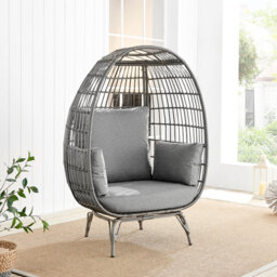 Coffeyville Cosy Rattan Weave Egg Chair Garden With Cushion - Contemporary Modern Design