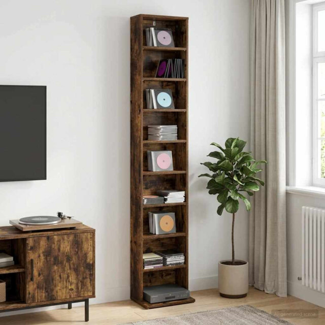 CD Cabinet Engineered Wood Indoor Media Storage Unit Rack Bedroom Home