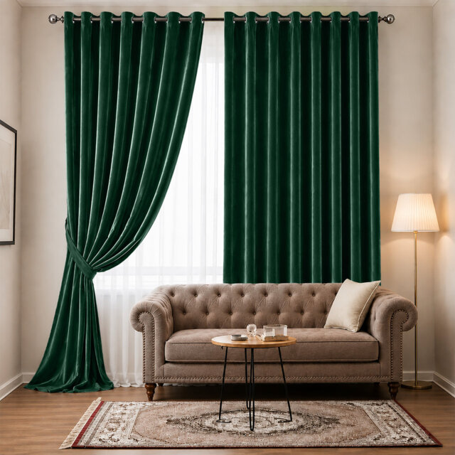 Pittsboro Crushed Velvet Eyelet Windows Panel Curtains